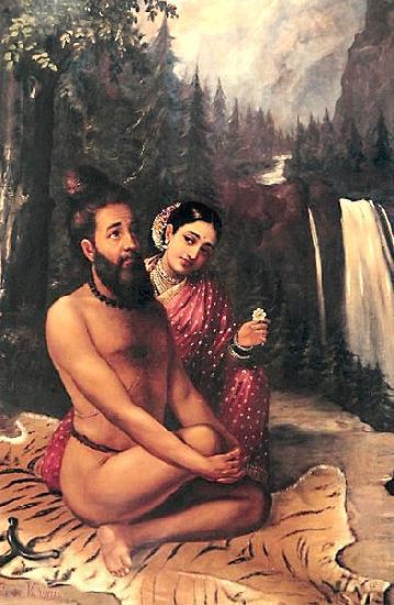 Raja Ravi Varma Vishwamitra and Menaka Spain oil painting art
